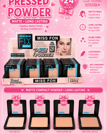 PRESSED POWDER MATTE Miss foam - LONG LASTING 24 pcs box ( #f18)