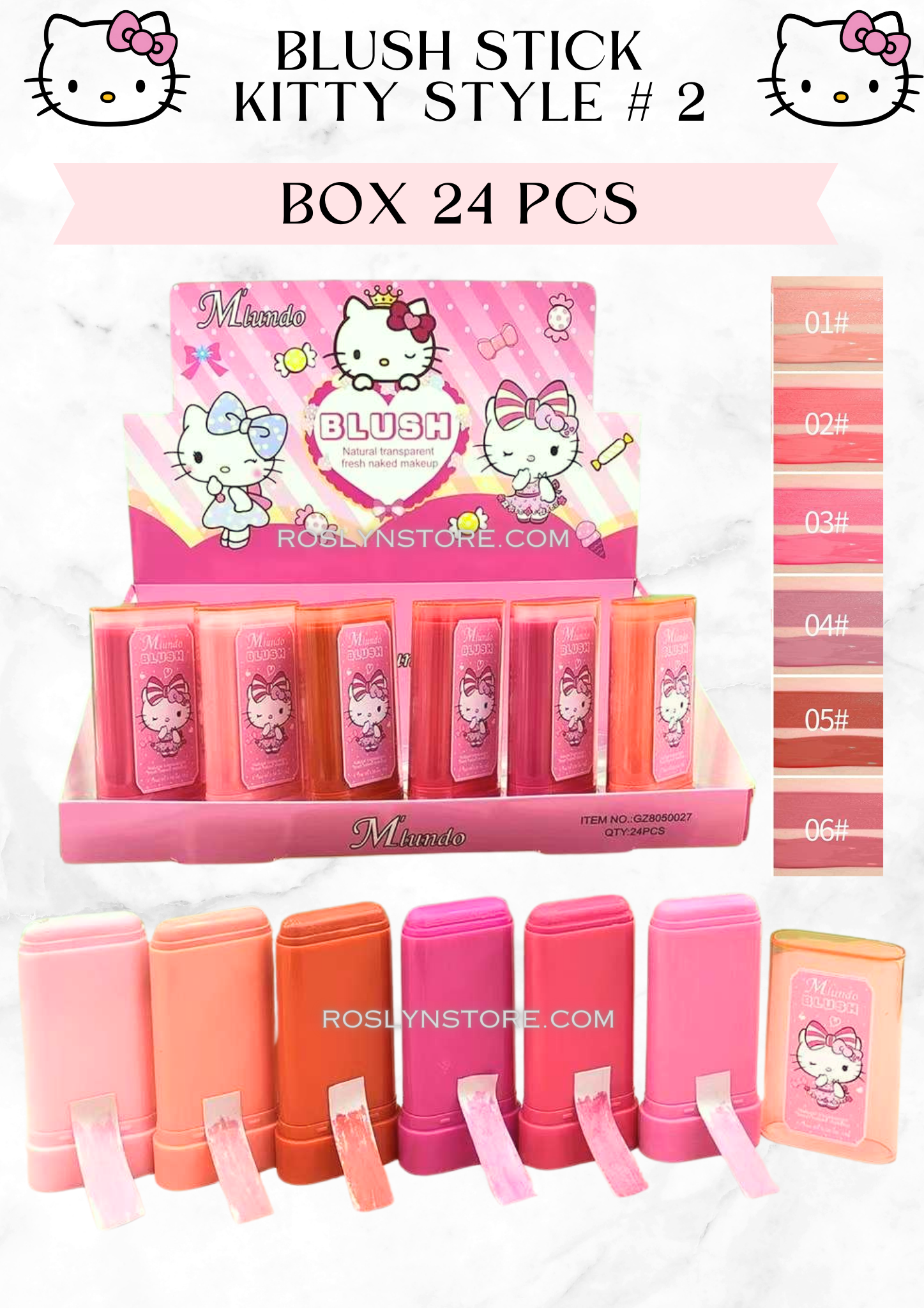 Hello kitty  blush Stick (multi- use) for lips , face & eyes  - (24 pcs box ) style 2