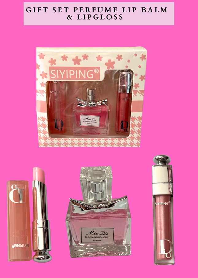 GIFT SET PERFUME LIP BALM & LIPGLOSS