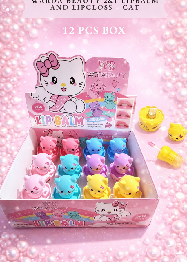 WARDA BEAUTY 2&1 LIP-BALM AND LIPGLOSS- CAT 12 PCS BOX