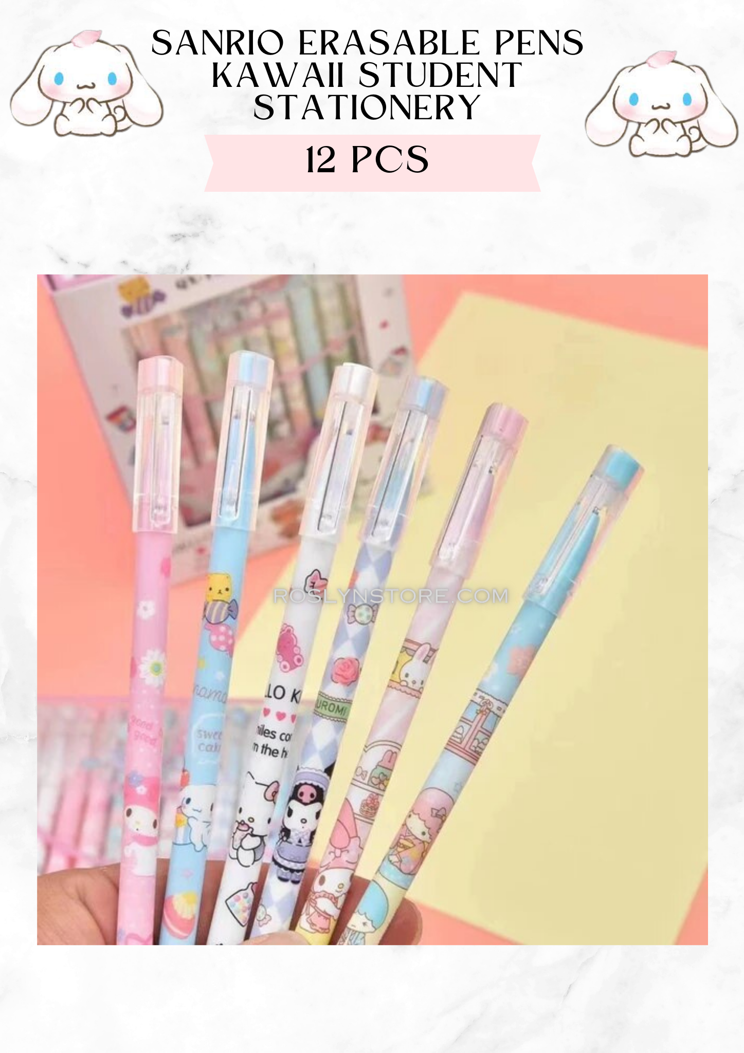 SANRIO-  ERASABLE PENS -12 pcs in a box