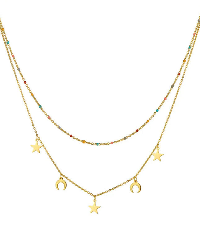 DOBLE necklace (colors) 18k Gold Filled/ doble Chain- non tarnish - stainless steel