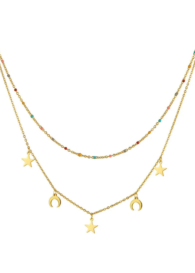 DOBLE necklace (colors) 18k Gold Filled/ doble Chain- non tarnish - stainless steel