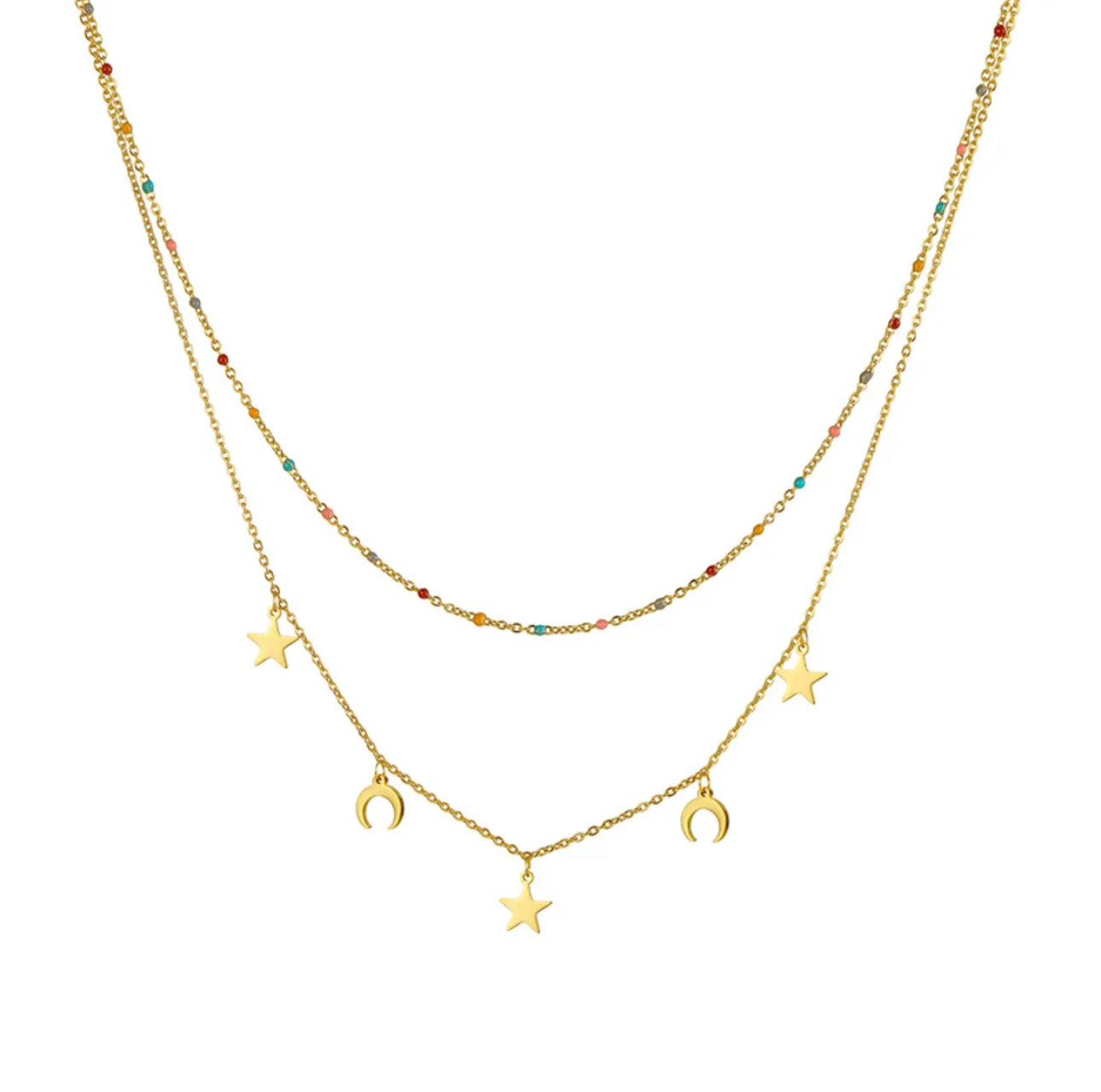 DOBLE necklace (colors) 18k Gold Filled/ doble Chain- non tarnish - stainless steel