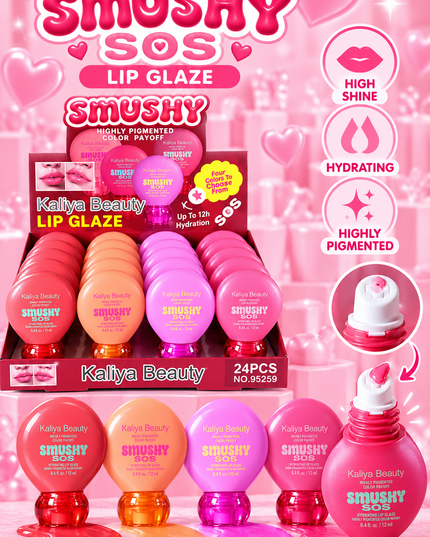 SMUSHY SOS LIP GLAZE KALIYA BEAUTY (#R9259) - 24 pcs box