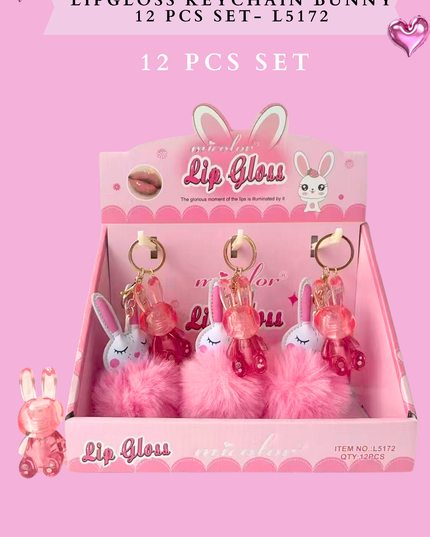 LIPGLOSS KEYCHAIN BUNNY 12 PCS SET - L5172 12 PCS SET
