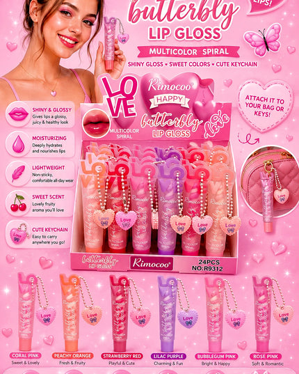 LIP GLOSS BUTTERBLY RIMOCOO 24 pcs cod (R9312)(#D36)