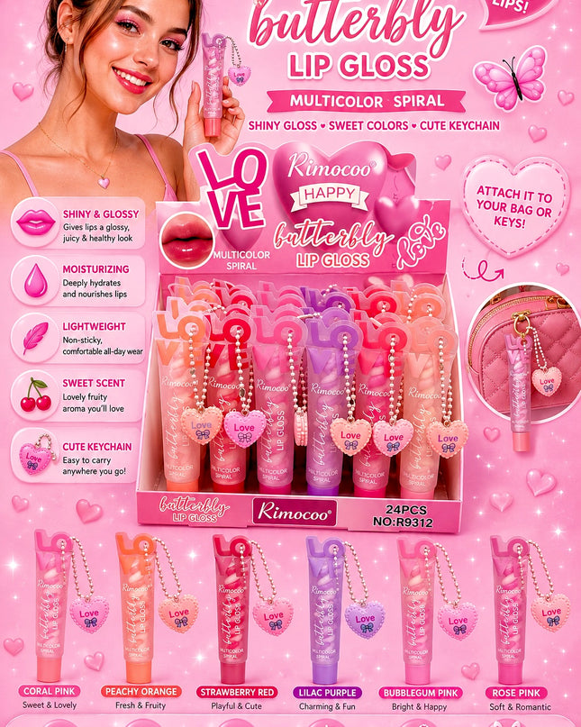 LIP GLOSS BUTTERBLY RIMOCOO 24 pcs cod (R9312)(#D36)