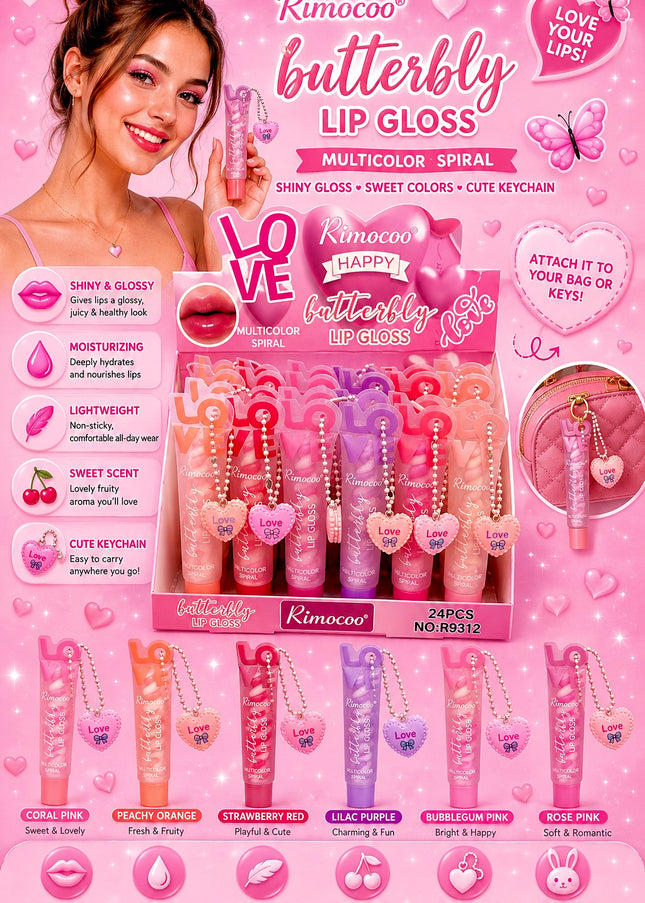LIP GLOSS BUTTERBLY RIMOCOO 24 pcs cod (R9312)(#D36)