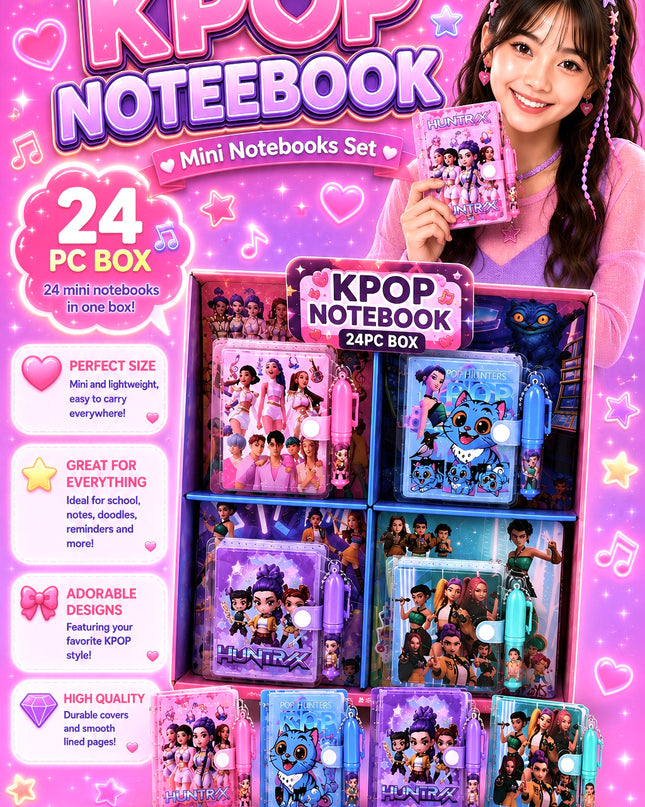 Kpop mini notebook with pen 24 pcs box