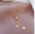 Heart  gold  white - Necklace 18k Gold Filled - titanium steel - waterproof (gold color)