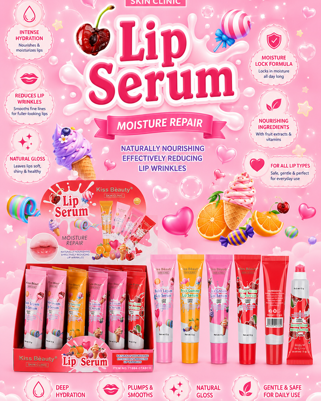 LIP SERUM KISS BEAUTY - FRUITS  ( #71884-07ABCD) (E34)