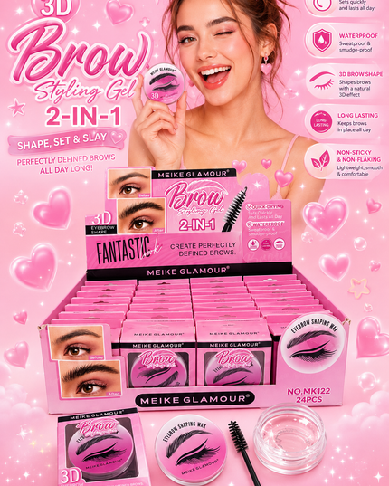 STYLING GEL FOR BROW- waterproof 24 pcs  - MEIKE GLAMOUR #MK1 w