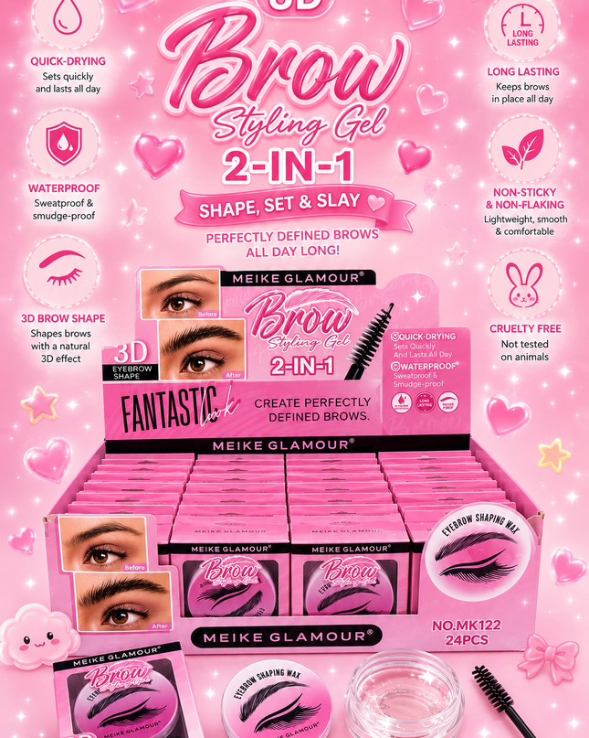 STYLING GEL FOR BROW- waterproof 24 pcs  - MEIKE GLAMOUR #MK122 (D34)