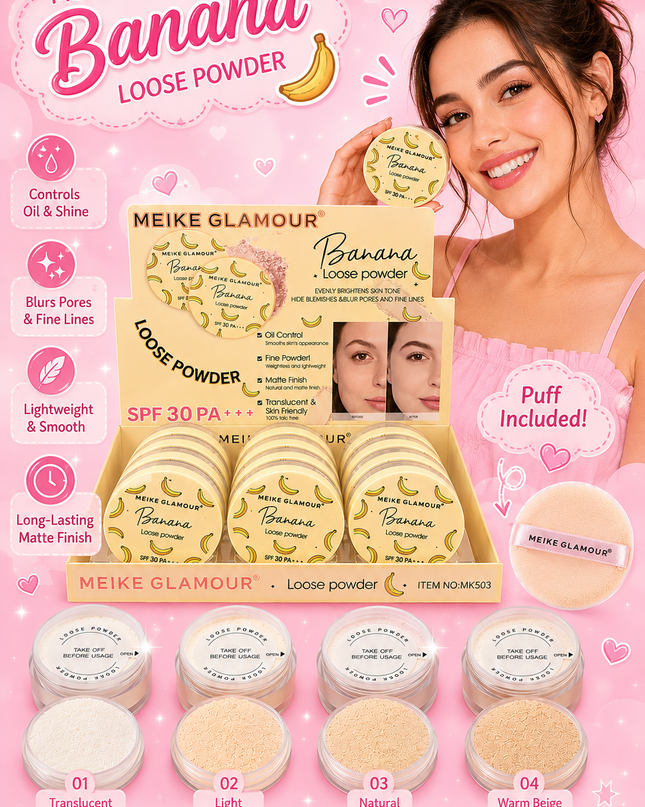 BANANA LOOSE POWDER- 12 pcs box- Meike glamour Mk503 (G8)