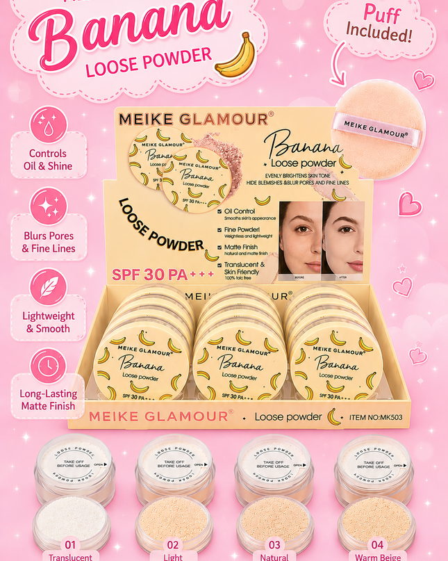 BANANA LOOSE POWDER- 12 pcs box- Meike glamour Mk503 (G8)