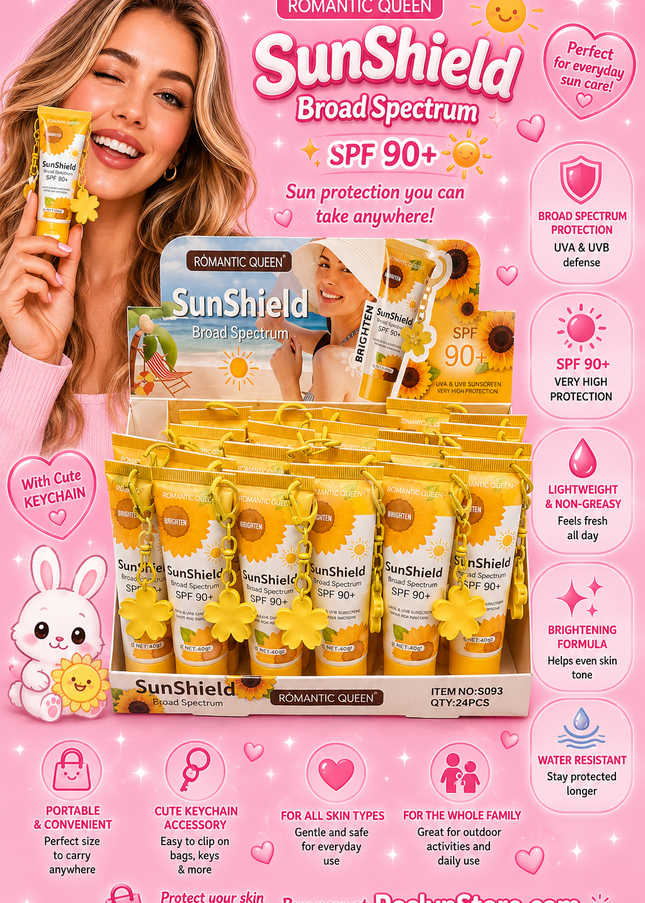 SUNSCREEN 90+ FLOWER SUNSHIELD WITH KEYCHAIN  24 pcs box ( #S093) (D38)