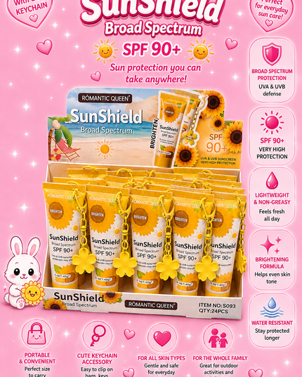 SUNSCREEN 90+ FLOWER SUNSHIELD WITH KEYCHAIN  24 pcs box ( #S093) (D38)