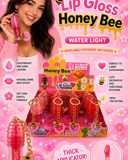 LIPGLOSS HONEY SUNFLOWER WITH KEYCHAIN - MAGIC YOUR LIFE-  12 pcs box #2661 (G32).