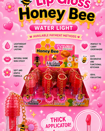 LIPGLOSS HONEY SUNFLOWER WITH KEYCHAIN - MAGIC YOUR LIFE-  12 pcs box #2661 (G32).