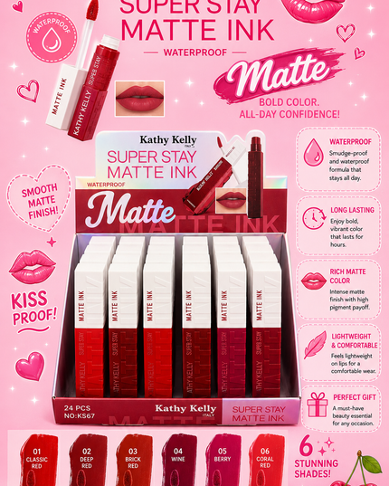 LIPS MATTE WATERPROOF (24 pcs box) (KS67) (D32)