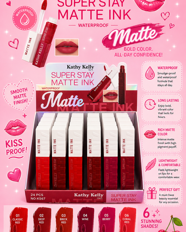 LIPS MATTE WATERPROOF (24 pcs box) (KS67) (D32)
