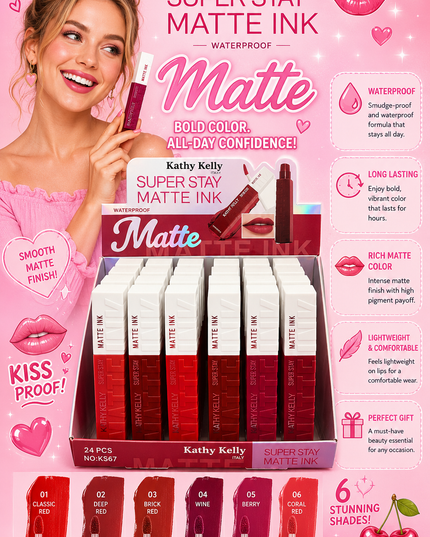 LIPS MATTE WATERPROOF (24 pcs box) (KS67) (D32)