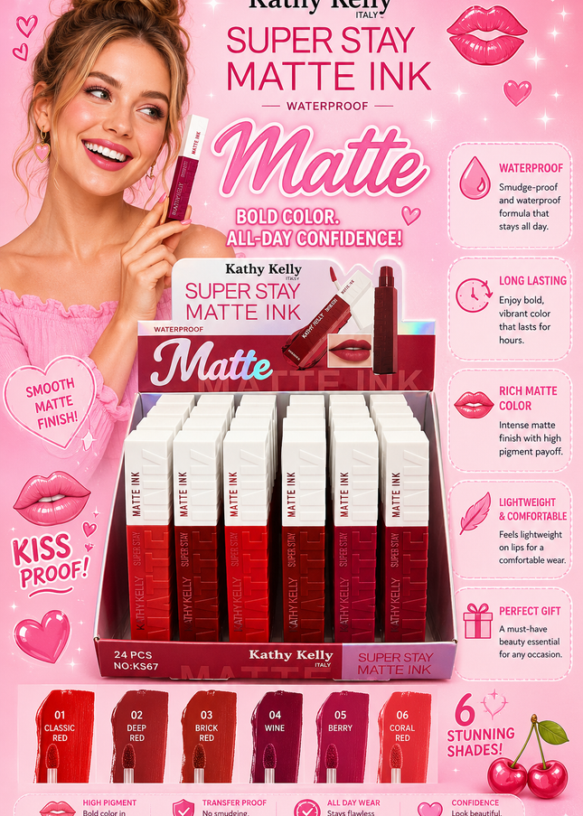 LIPS MATTE WATERPROOF (24 pcs box) (KS67) (D32)
