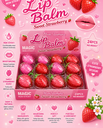 LIP BALM STRAWBERRY (24 pcs) (MX607)(#C45)