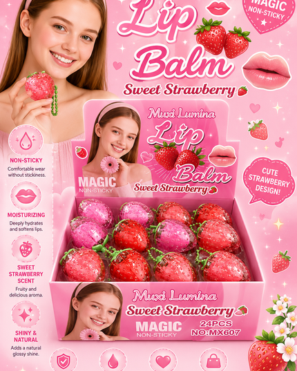 LIP BALM STRAWBERRY (24 pcs) (MX607)(#C45)