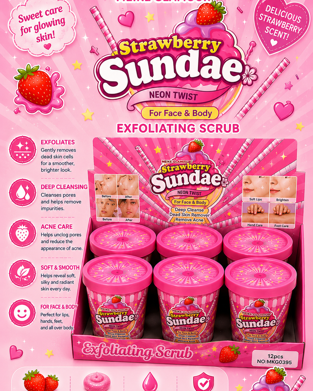 SUNDAE SCRUB  STRAWBERRY (12 PCS) (MKG0395) (C32)