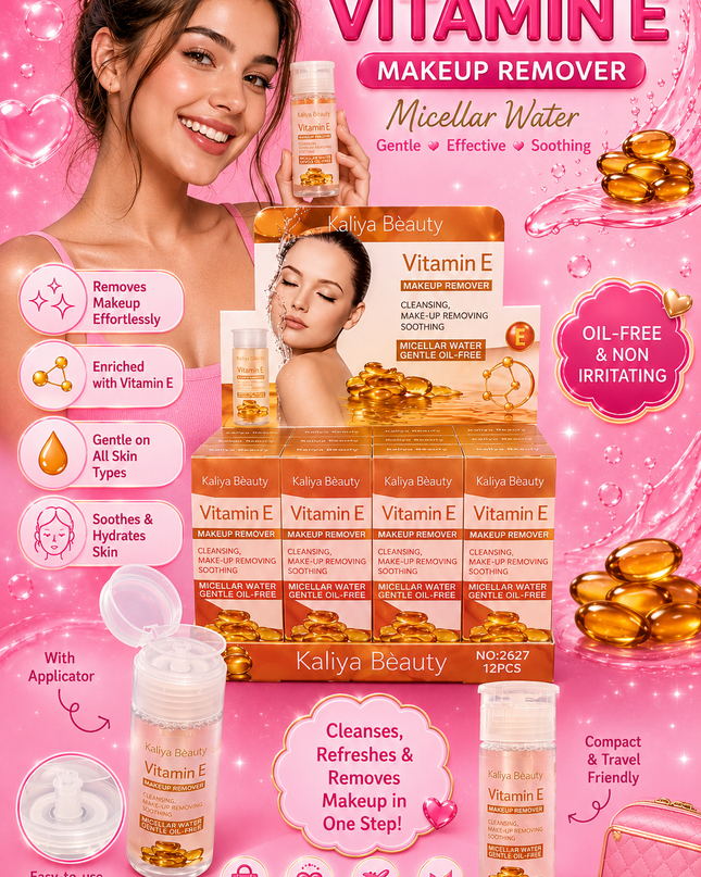 MAKEUP REMOVER-MICELLAR WATER  KALIYA BEAUTY 12 PCS BOX (2627) (#H31)