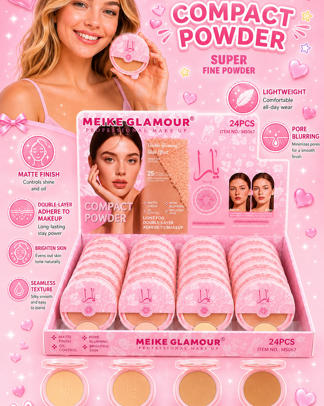 COMPACT POWDER YARA -MEIKE GLAMOUR 24 PCS COD (MK561) #E10