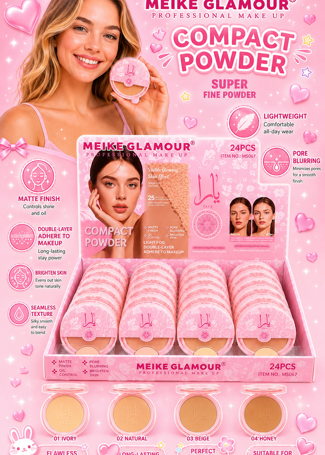 COMPACT POWDER YARA -MEIKE GLAMOUR 24 PCS COD (MK561) #E10