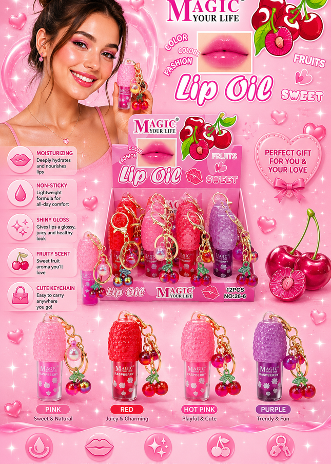 LIP OIL RASPBERRY WITH CHERRY MAGIC YOUR LIFE COD (266) (#D35)