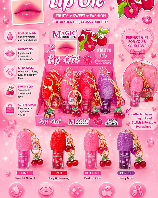 LIP OIL RASPBERRY WITH CHERRY MAGIC YOUR LIFE COD (266) (#D35)