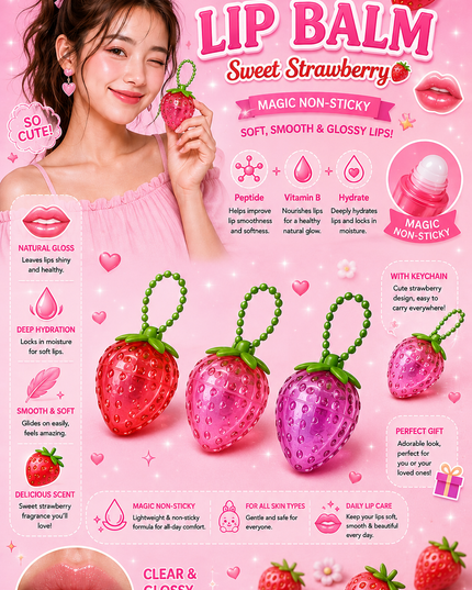 LIP BALM STRAWBERRY (24 pcs) (MX607)(#C45)