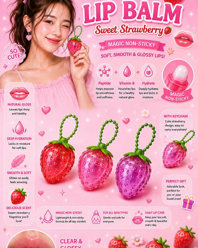 LIP BALM STRAWBERRY (24 pcs) (MX607)(#C45)