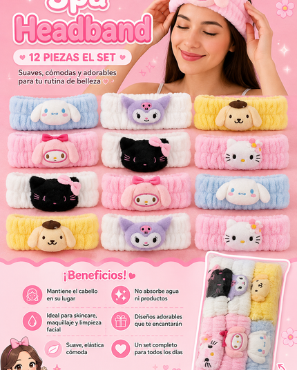Headband Sanrio #2 with minie plushies -12 pcs mix color J27
