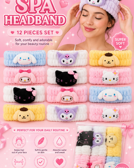 Headband Sanrio #2 with minie plushies -12 pcs mix color J27