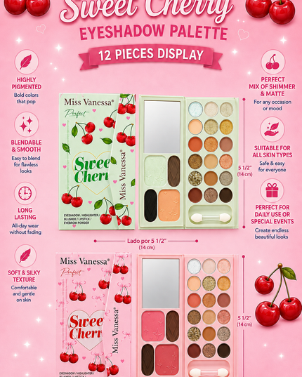 EYESHADOW HIGHLIGHTER SWEET CHERRY MISS VANESSA 12 PCS box- COD (F70093) (E37)