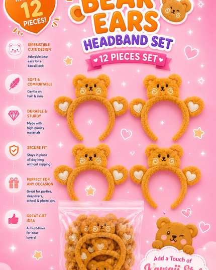 Headband oso café - diademas peluches  (12 pcs per set) (J30)