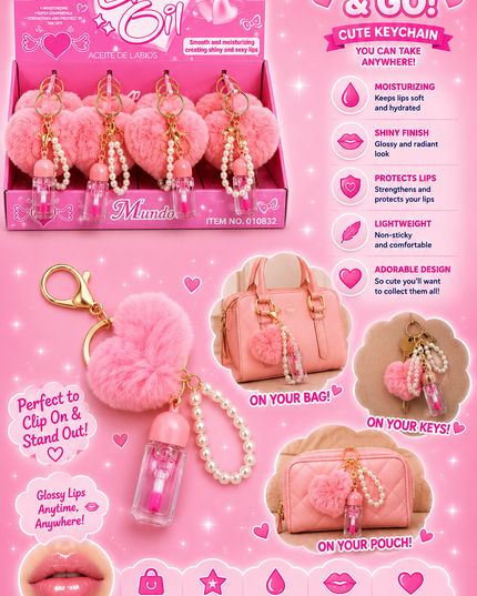 LIPGLOSS With pearl & heart - 12 pcs box - Mundo ( #GZ8010832)
