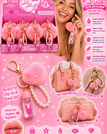LIPGLOSS With pearl & heart - 12 pcs box - Mundo ( #GZ8010832)