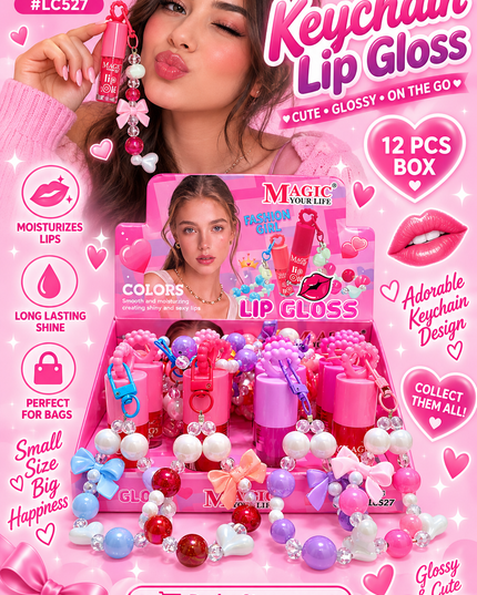 KEYCHAIN LIPGLOSS MAGIC YOUR LIFE MODEL #LC527 -(12 PCS BOX)