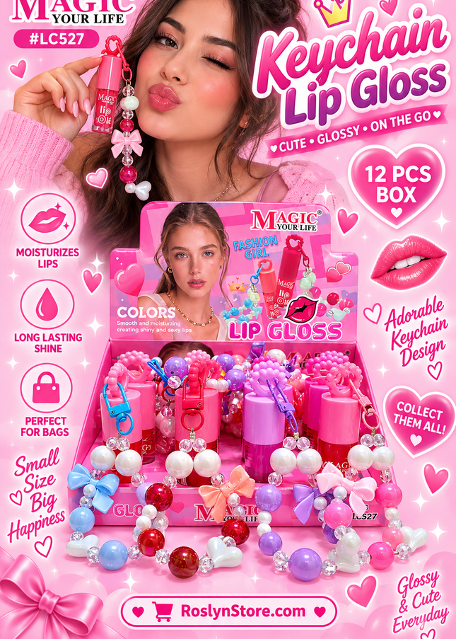 KEYCHAIN LIPGLOSS MAGIC YOUR LIFE MODEL #LC527 -(12 PCS BOX)