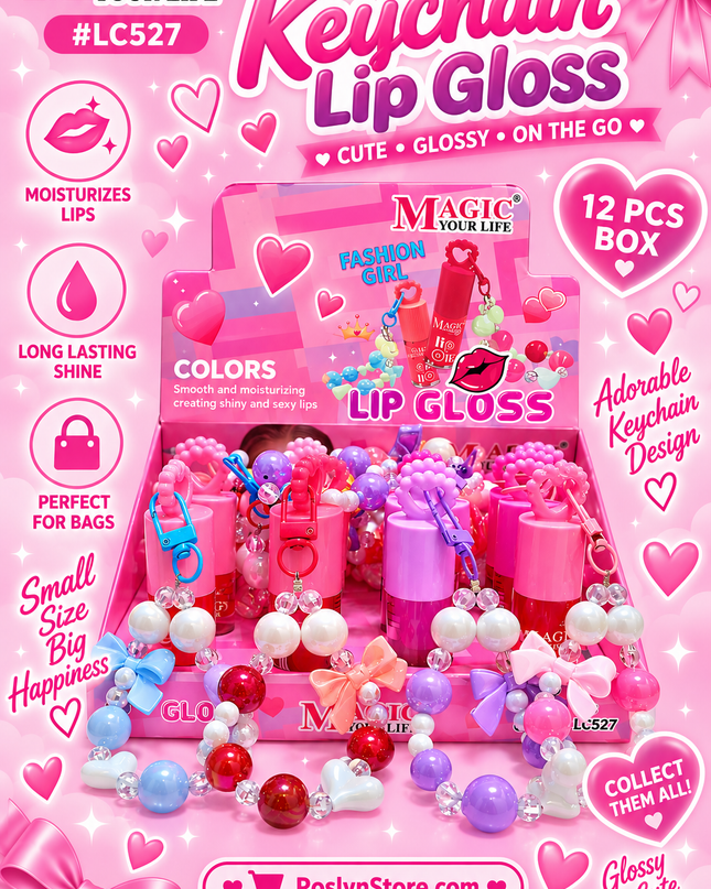 KEYCHAIN LIPGLOSS MAGIC YOUR LIFE MODEL #LC527 -(12 PCS BOX)