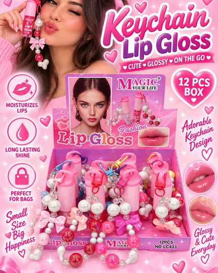 KEYCHAIN LIPGLOSS MAGIC YOUR LIFE MODEL #LC433 -(12 PCS BOX) (C5)