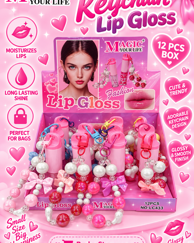 KEYCHAIN LIPGLOSS MAGIC YOUR LIFE MODEL #LC433 -(12 PCS BOX) (C5)