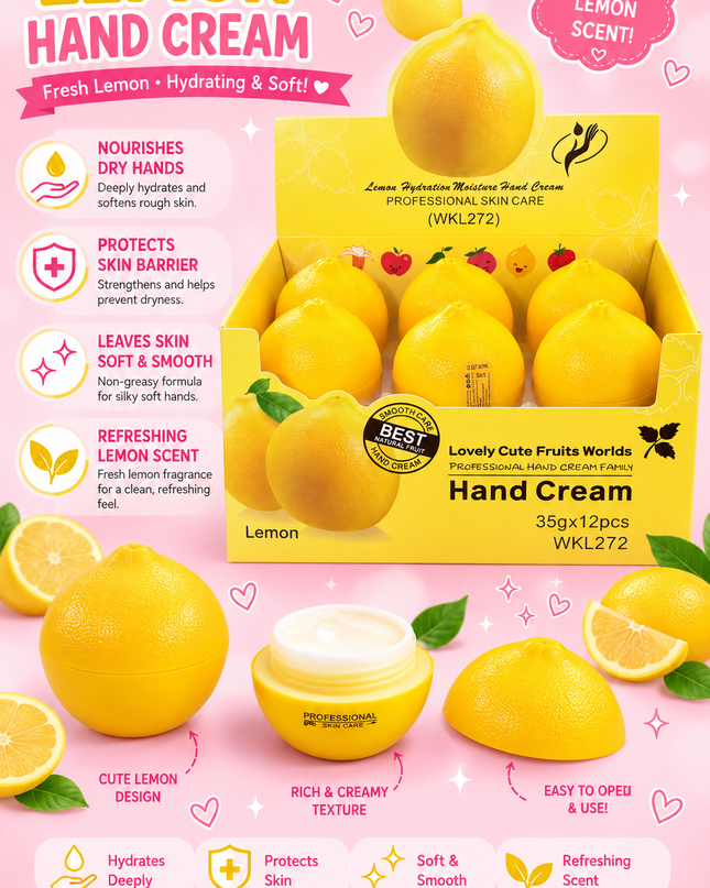 HAND CREAM LEMON- big size 12 pcs box -LOVELY - #WKL272